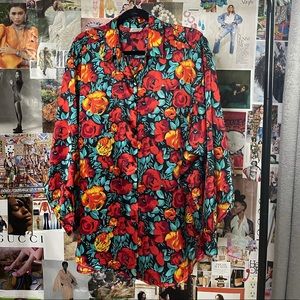 Vintage Floral Miami Button Up Collared Shirt